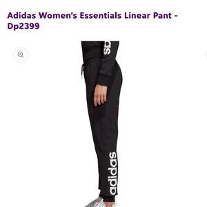 Adidas Women's Black Track Pant W E Line Slim Tapered High Waist White Logo L